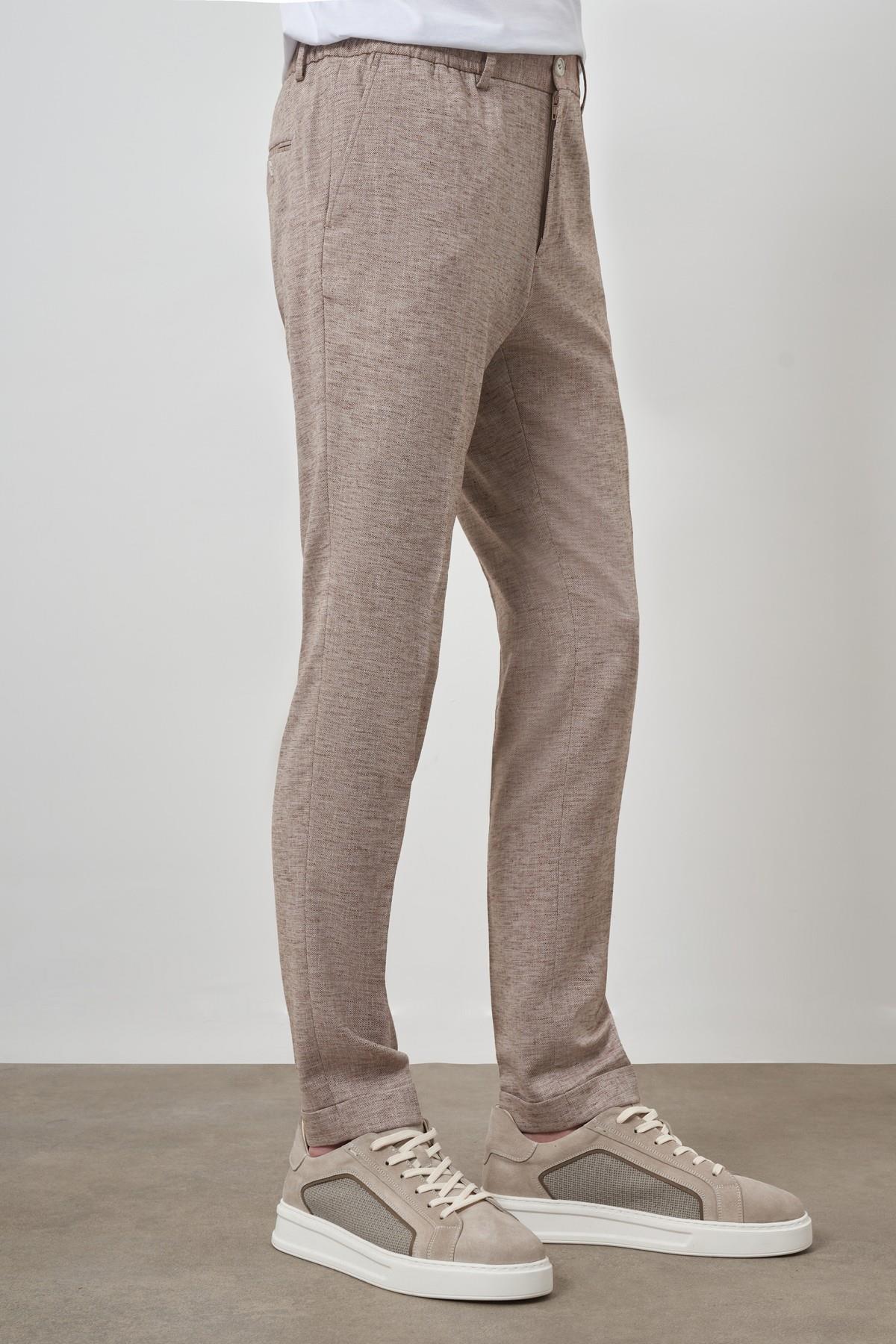Morven Erkek Vizon Trend Tam Lastikli Slim Fit Pantolon
