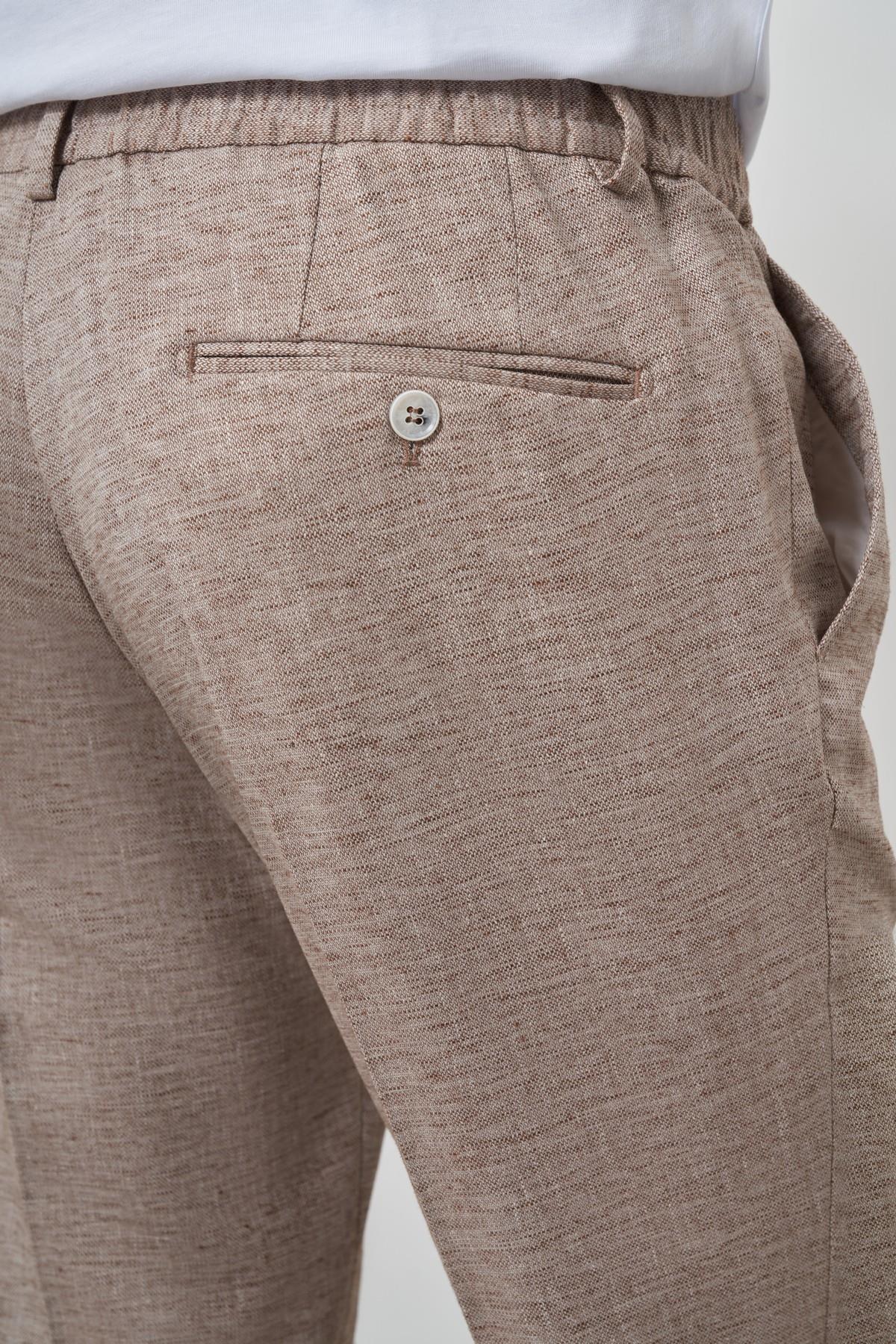 Morven Erkek Vizon Trend Tam Lastikli Slim Fit Pantolon