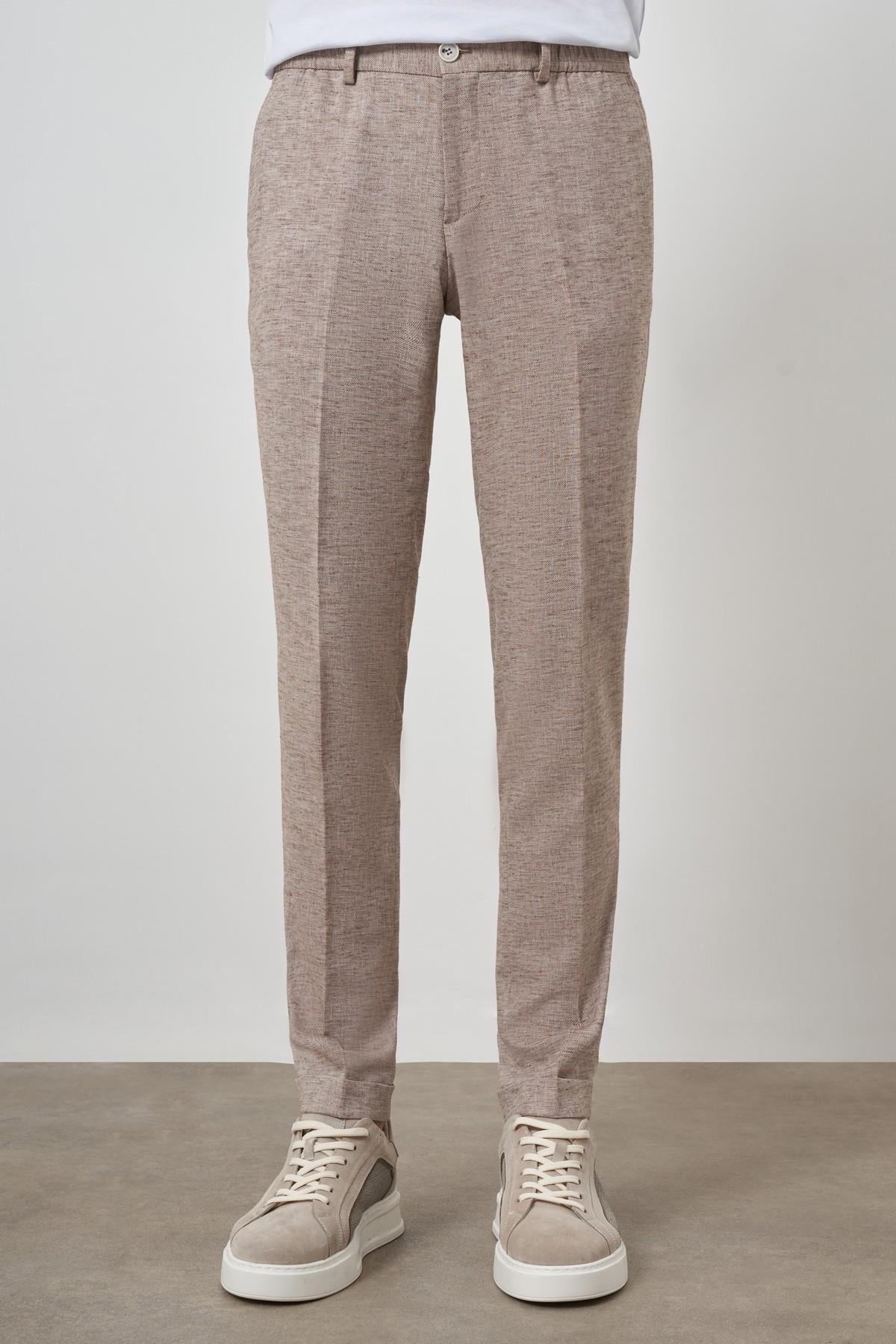 Morven Erkek Vizon Trend Tam Lastikli Slim Fit Pantolon