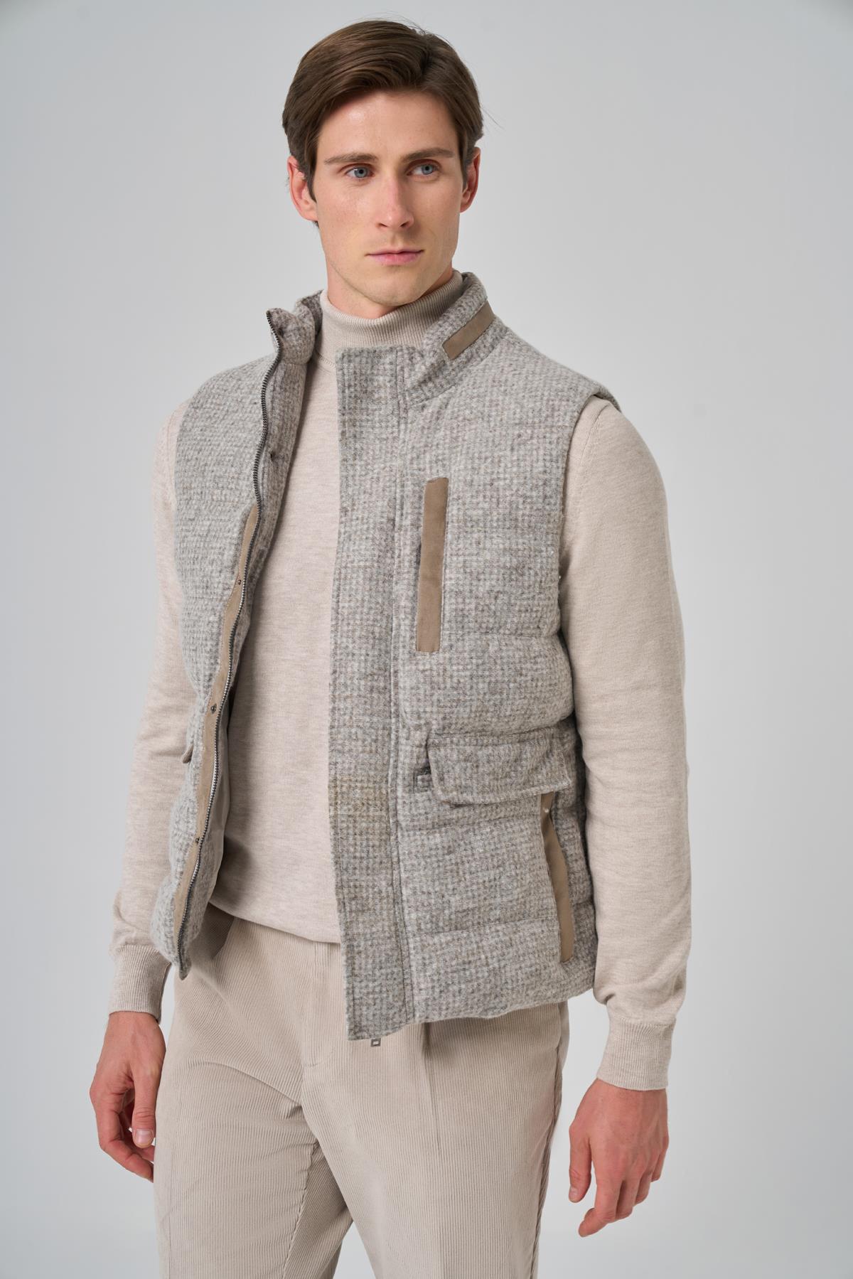 Morven Erkek Vizon Trend Yünlü Dinamik Fit Şişme Yelek