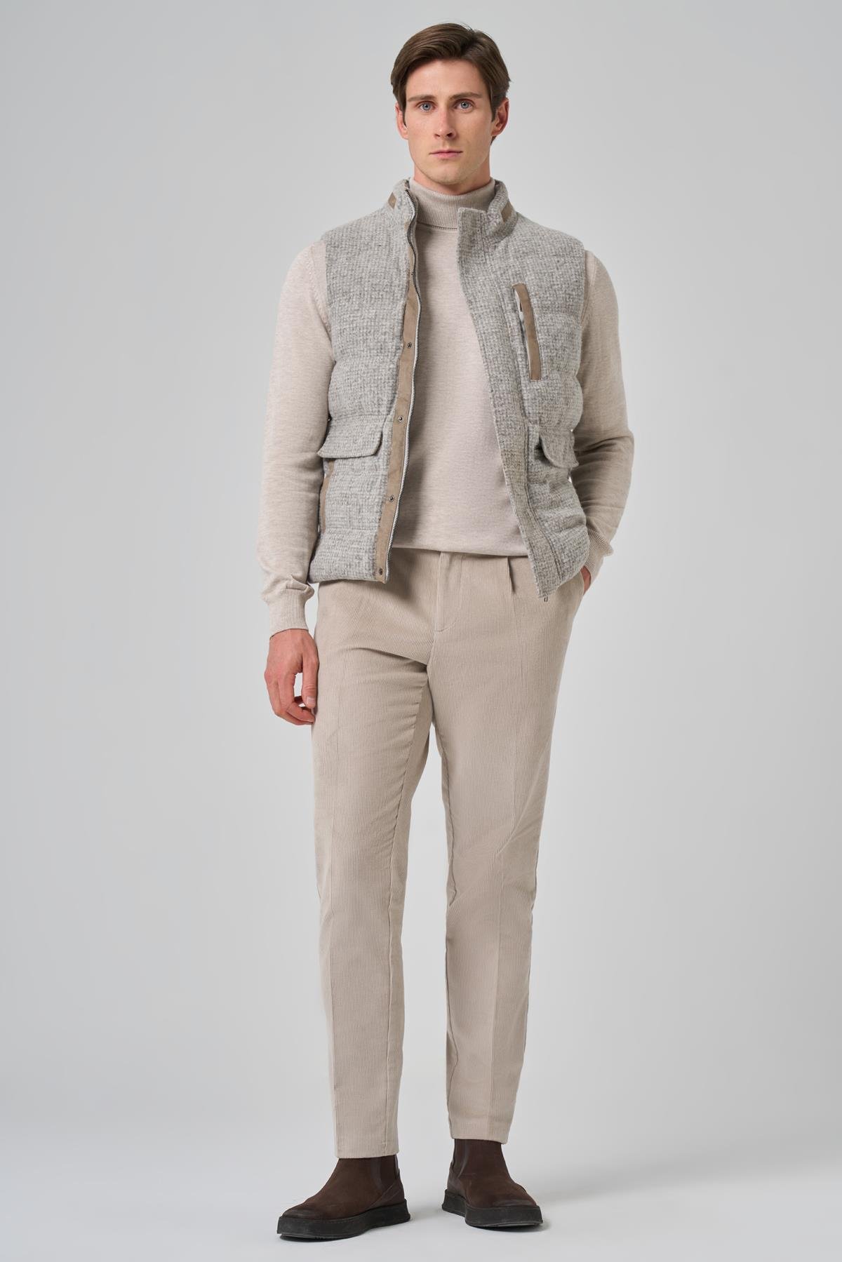 Morven Erkek Vizon Trend Yünlü Dinamik Fit Şişme Yelek