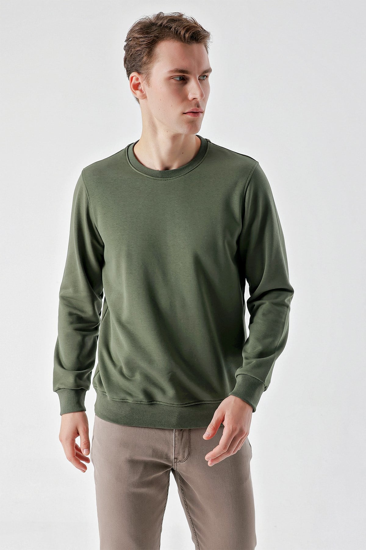 Morven Erkek Yeşil Basic Bisiklet Yaka Sweat-Shirt