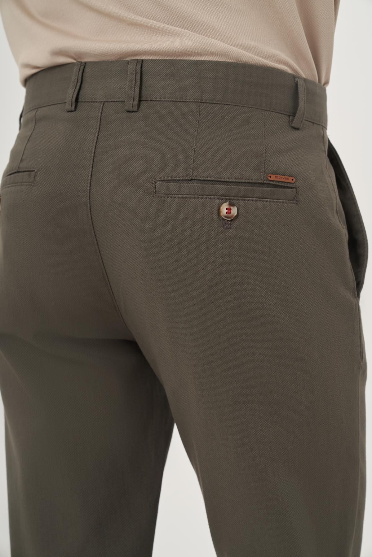 Morven Erkek Yeşil Yazlık Pamuk Yan Cep Slim Fit Chino Pantolon