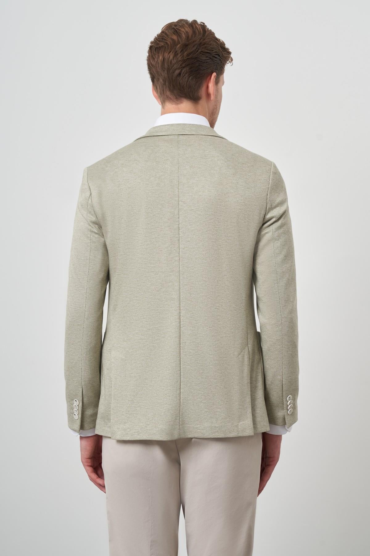 Morven Erkek Yeşil Örme Slim Fit Ceket