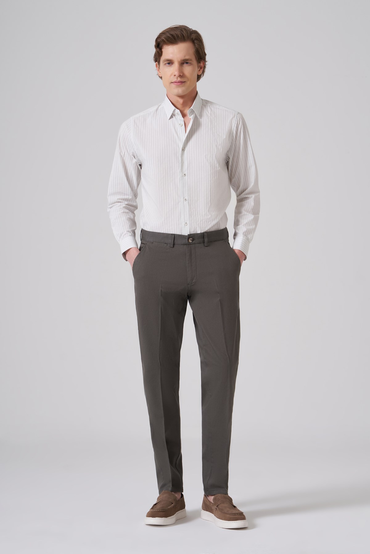 Morven Erkek Yeşil Pamuk Trend Dynamic Fit Chino Pantolon