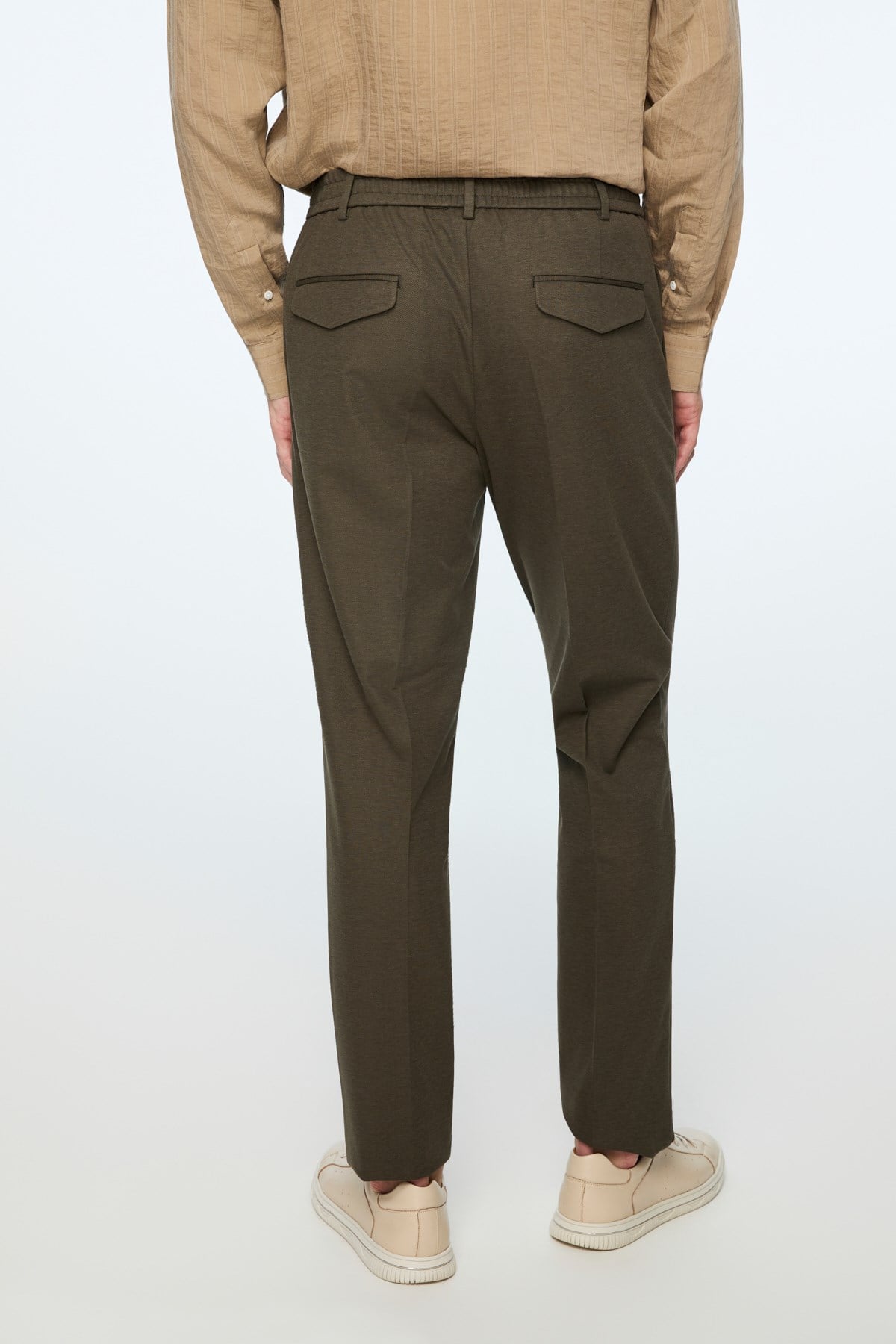 Morven Erkek Yeşil Poliviskon Trend Düz Slim Fit Pantolon
