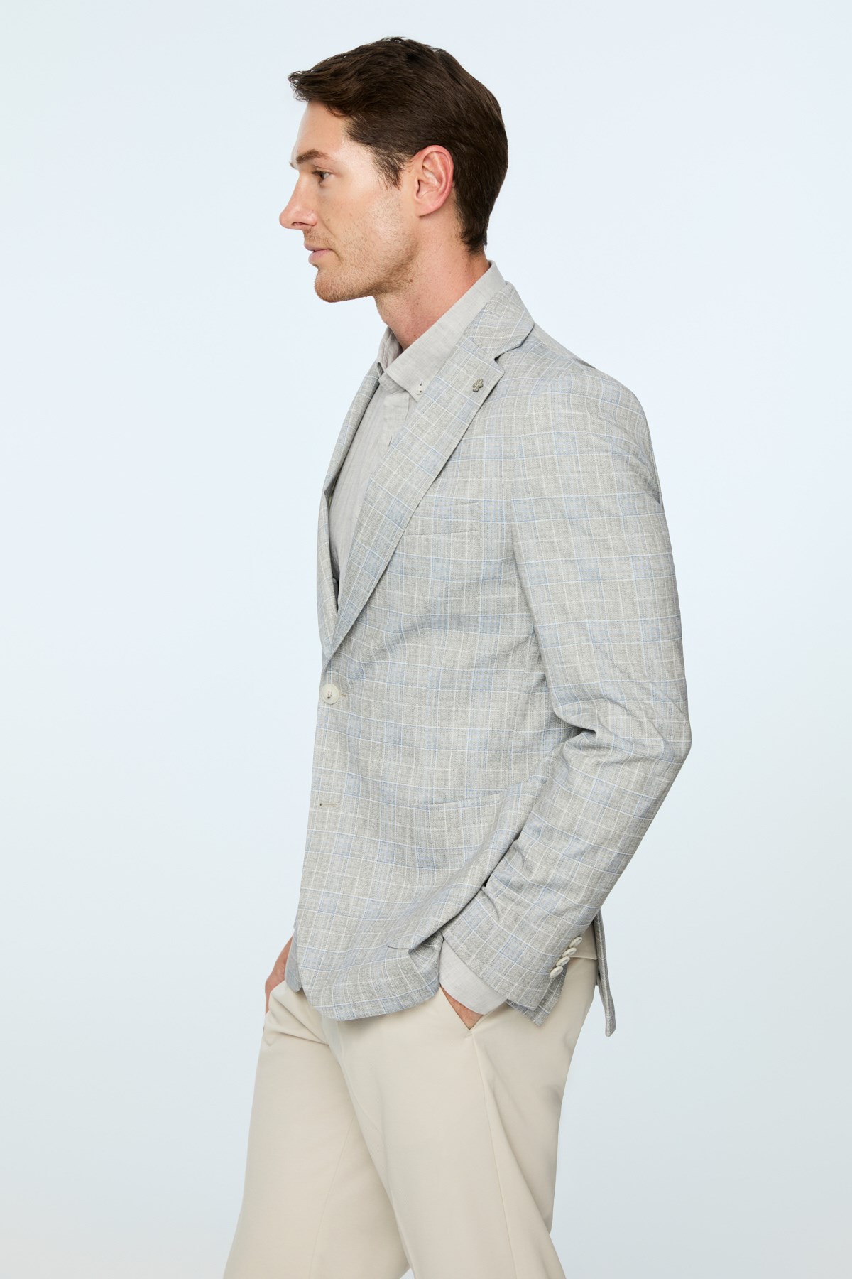 Morven Erkek Yeşil Polyester Trend Ekoseli Slim Fit Ceket