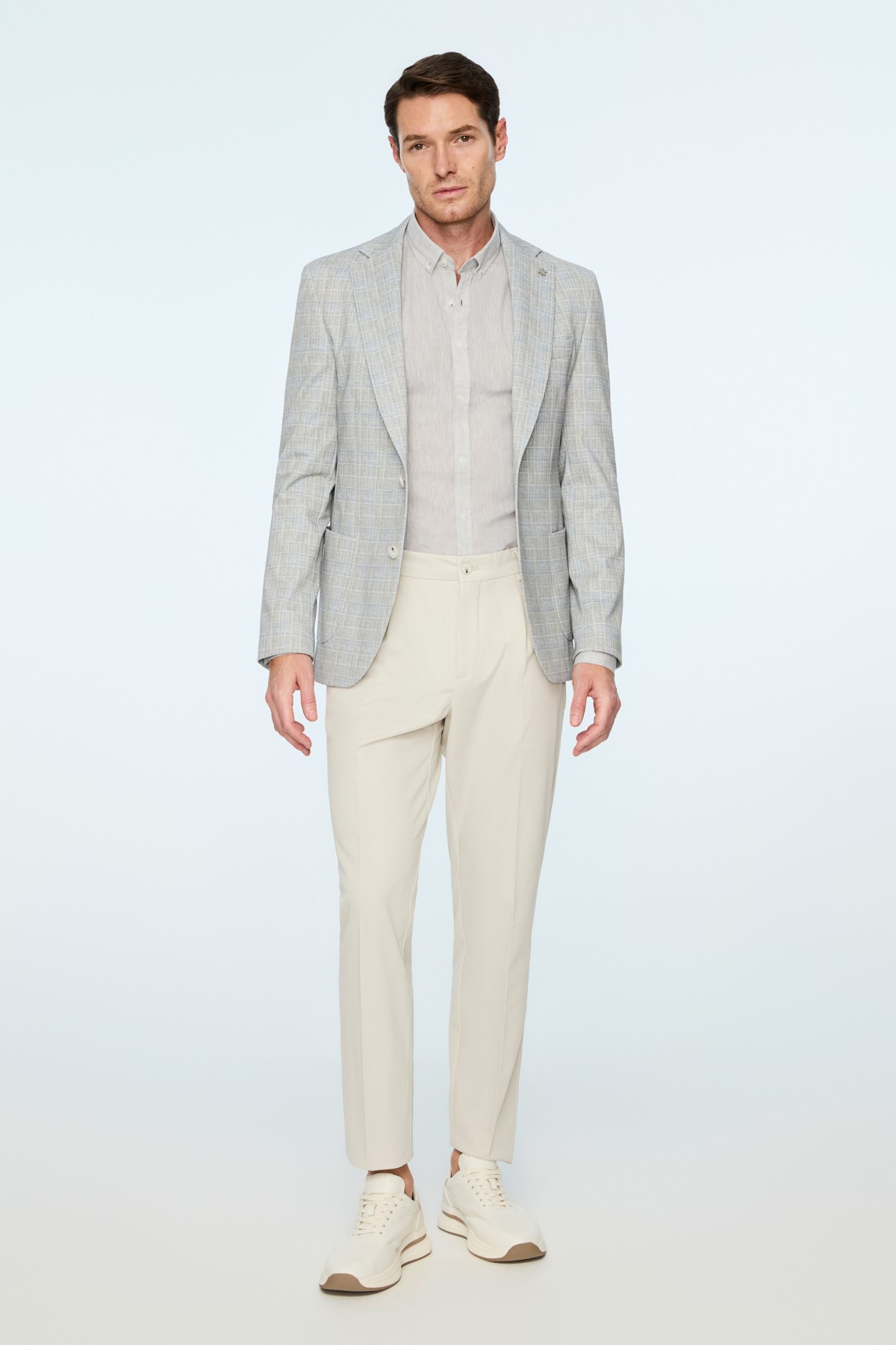 Morven Erkek Yeşil Polyester Trend Ekoseli Slim Fit Ceket