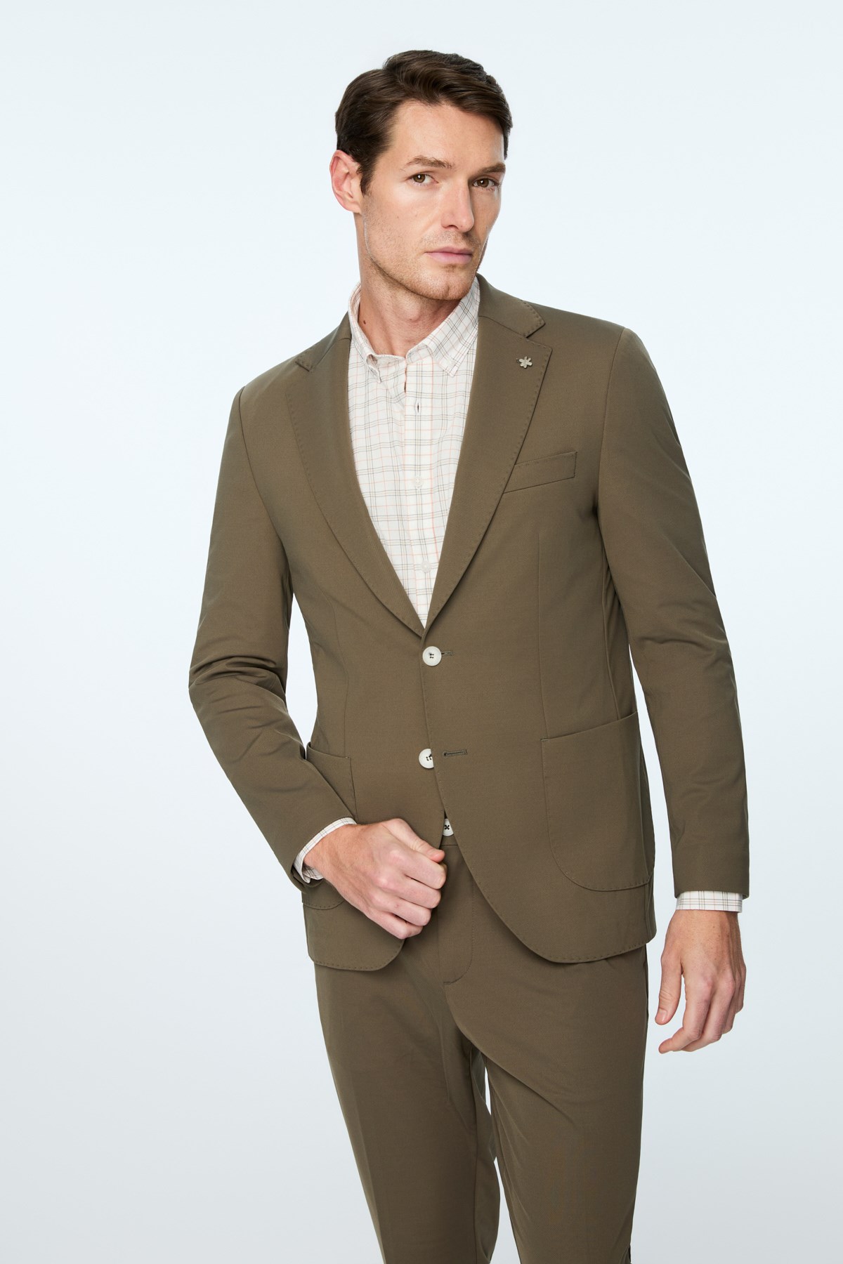 Morven Erkek Yeşil Rayon Trend Düz Slim Fit Mono Yaka Ceket