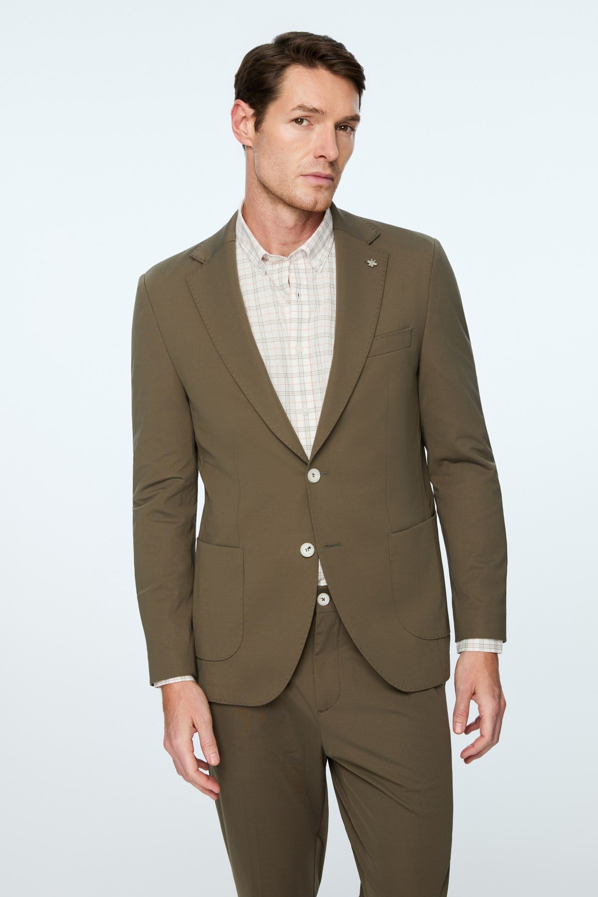 Morven Erkek Yeşil Rayon Trend Düz Slim Fit Mono Yaka Ceket