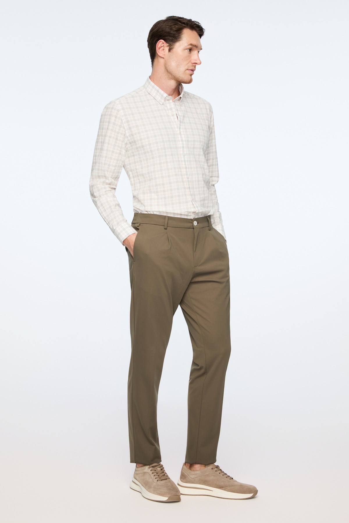 Morven Erkek Yeşil Rayon Trend Düz Slim Fit Pantolon