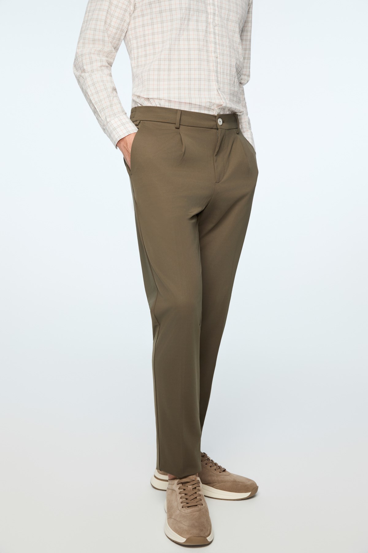 Morven Erkek Yeşil Rayon Trend Düz Slim Fit Pantolon