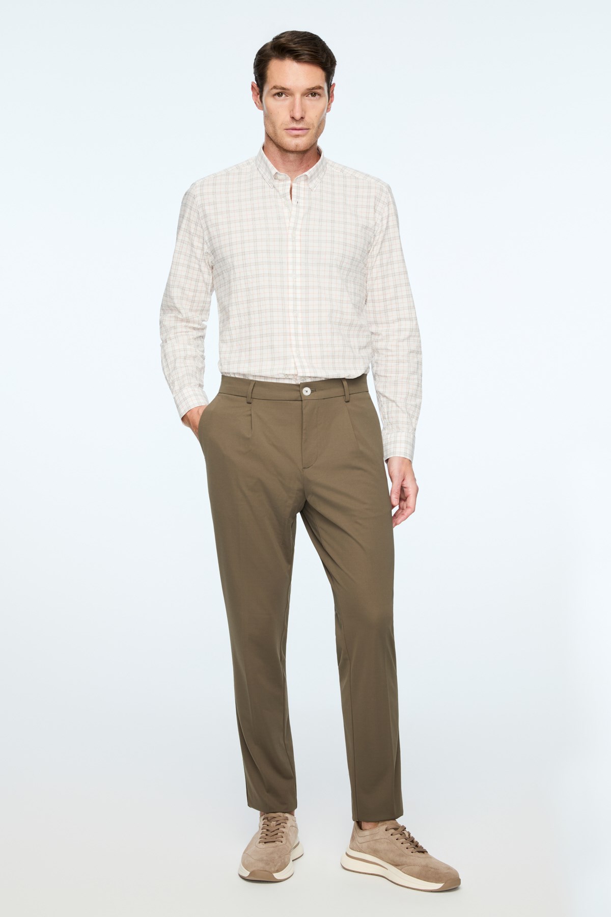Morven Erkek Yeşil Rayon Trend Düz Slim Fit Pantolon