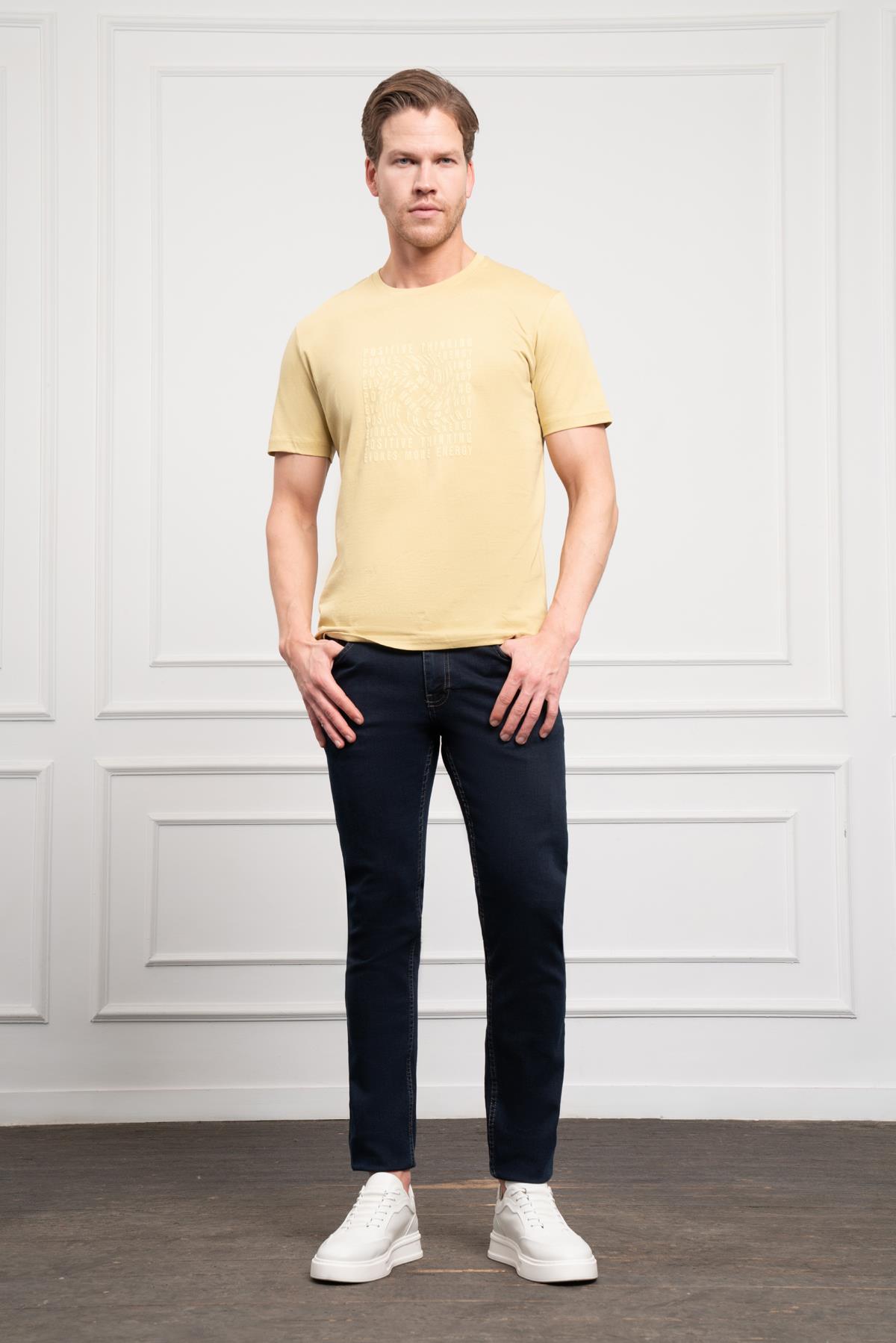 Morven Erkek Yeşil Trend Dinamik Fit Bisiklet Yaka T-Shirt