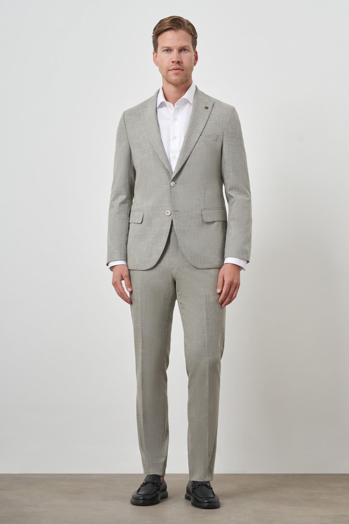 Morven Erkek Yeşil Trend Poliviskon Slim Fit Sivri Yaka Takım Elbise