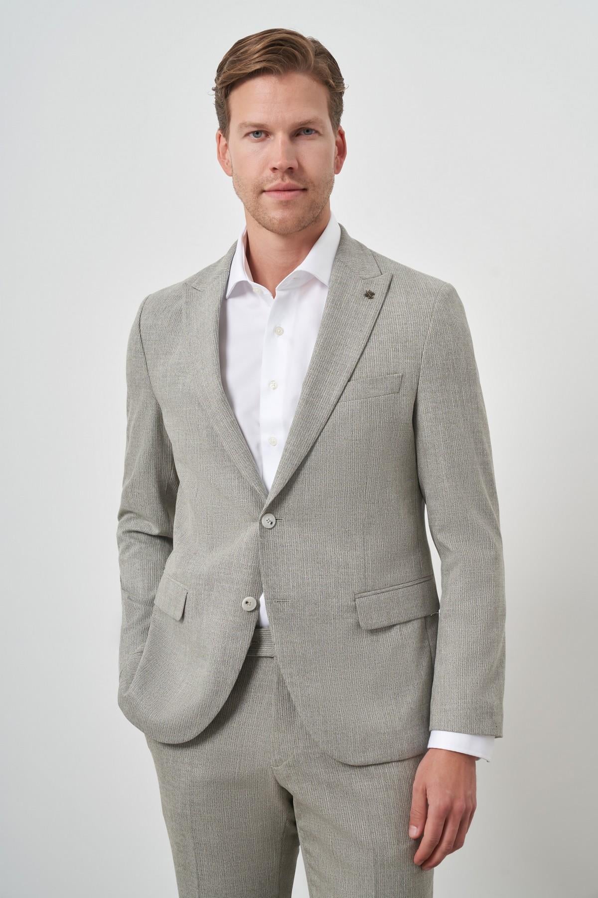 Morven Erkek Yeşil Trend Poliviskon Slim Fit Sivri Yaka Takım Elbise