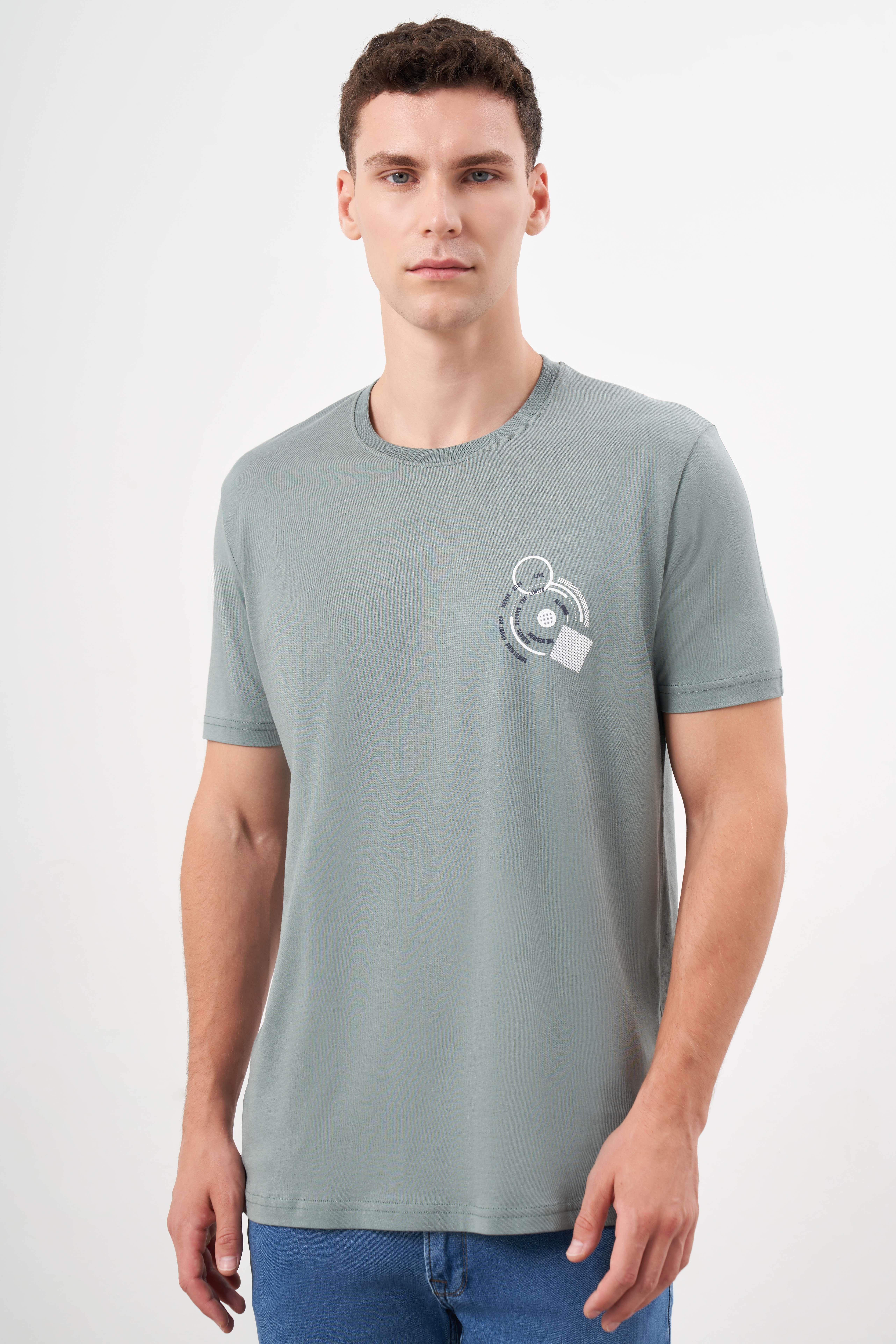 Morven Erkek Yeşil Trend Süprem Baskılı Bisiklet Yaka Dynamic Fit T-Shirt