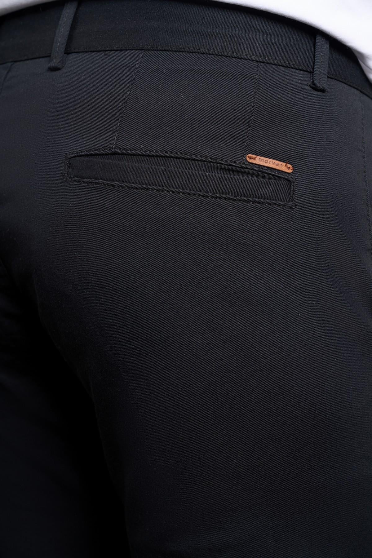 Siyah Slim Fit Dar Kesim Chino Yan Cep Erkek Pantolon