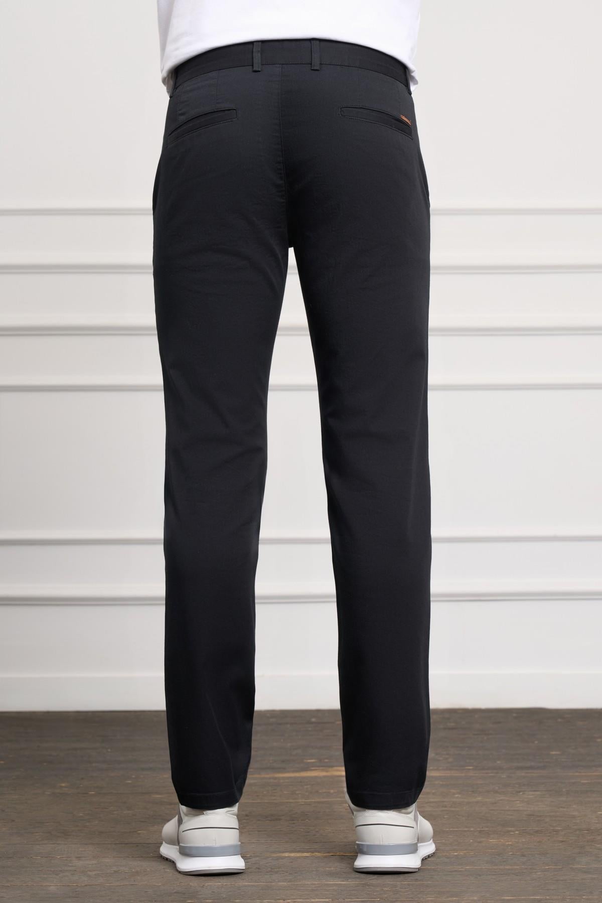 Siyah Slim Fit Dar Kesim Chino Yan Cep Erkek Pantolon