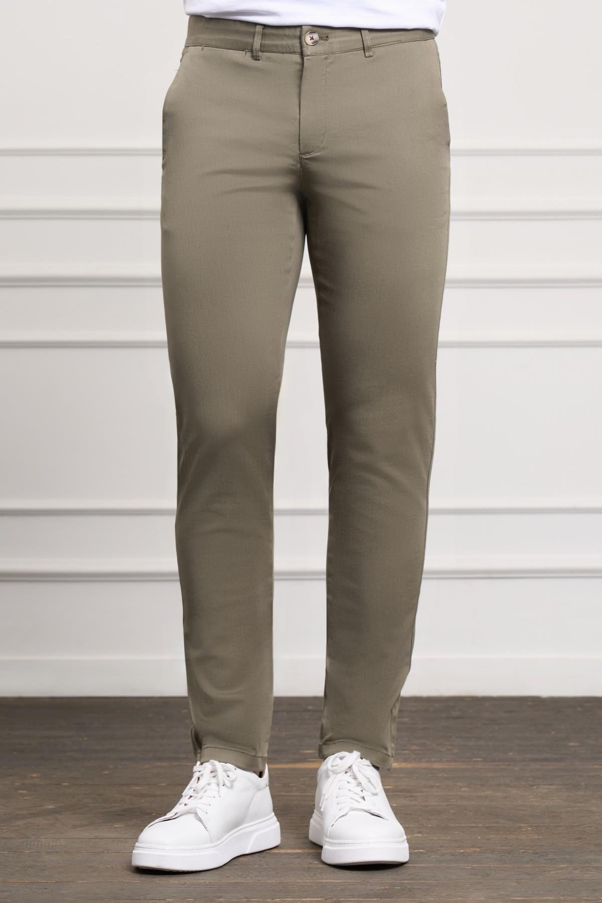 Yeşil Slim Fit Dar Kesim Chino Yan Cep Erkek Pantolon