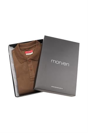 Açık Kahve Basic Düz %100 Pamuk Rahat Kesim Kısa Kollu HEDİYE KUTULU Polo Yaka Erkek Tişört