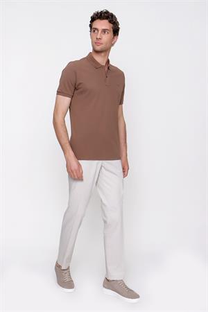 Açık Kahve Basic Düz %100 Pamuk Rahat Kesim Kısa Kollu HEDİYE KUTULU Polo Yaka Erkek Tişört