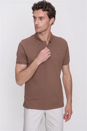 Açık Kahve Basic Düz %100 Pamuk Rahat Kesim Kısa Kollu HEDİYE KUTULU Polo Yaka Erkek Tişört