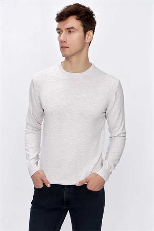 Bej Basic Dinamik Fit Rahat Kesim Bisiklet Yaka Triko Kazak