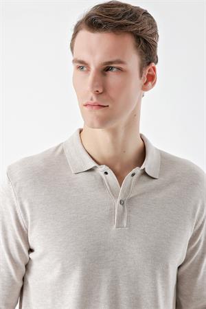 Bej Basic Dinamik Fit Rahat Kesim Polo Yaka HEDİYE KUTULU Triko Kazak