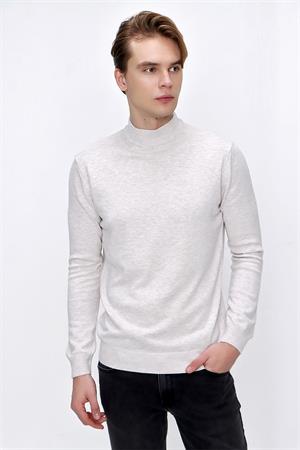 Bej Basic Dinamik Fit Rahat Kesim Yarım Balıkçı Yaka Triko Kazak