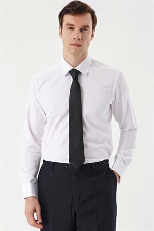 Beyaz Erkek Stil Slim Fit Hediye Kutulu Gömlek, Kravat, Parfüm Ve Cüzdan Seti