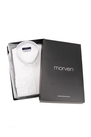 Beyaz Slim Fit Düğmeli Yaka Oxford Kolay Ütülenebilir Pamuklu HEDİYE KUTULU Uzun Kollu Gömlek