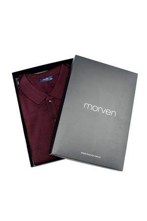 Bordo Basic Dinamik Fit Rahat Kesim Polo Yaka HEDİYE KUTULU Triko Kazak