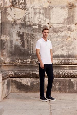 Erkek Beyaz Basic Düz %100 Pamuk Slim Fit Dar Kesim Kısa Kollu Polo Yaka Tişört