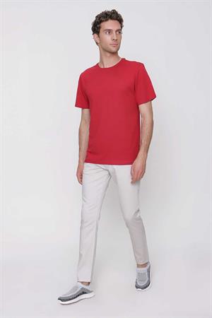 Erkek Bordo Basic Düz %100 Pamuk Bisiklet Yaka Slim Fit Dar Kesim Kısa Kollu Tişört