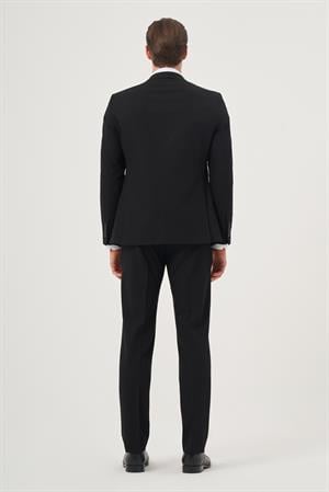 Erkek Siyah Basic Düz Slim Fit Dar Kesim 6 Drop Takım Elbise