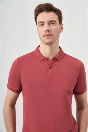 Gül Basic Düz %100 Pamuk Slim Fit Dar Kesim Kısa Kollu  Polo Yaka Erkek Tişört