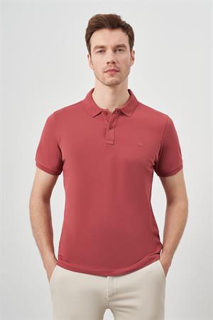 Gül Basic Düz %100 Pamuk Slim Fit Dar Kesim Kısa Kollu  Polo Yaka Erkek Tişört