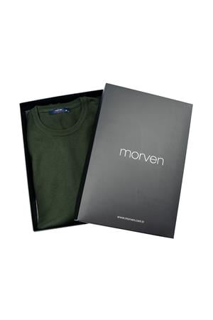 Haki Basic Dinamik Fit Rahat Kesim Bisiklet Yaka HEDİYE KUTULU Triko Kazak