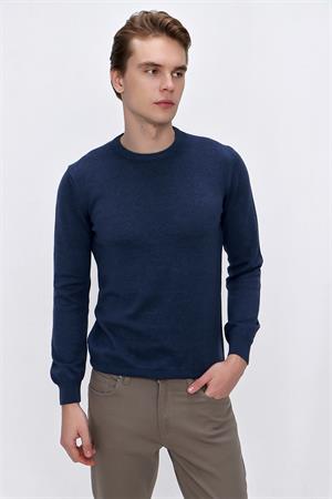 İndigo Basic Dinamik Fit Rahat Kesim Bisiklet Yaka HEDİYE KUTULU Triko Kazak