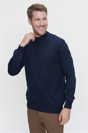 İndigo Basic Dinamik Fit Rahat Kesim Yarım Balıkçı Yaka Triko Kazak