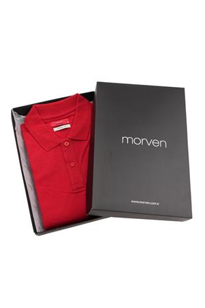 Kırmızı Basic Düz %100 Pamuk Rahat Kesim Kısa Kollu HEDİYE KUTULU Polo Yaka Erkek Tişört