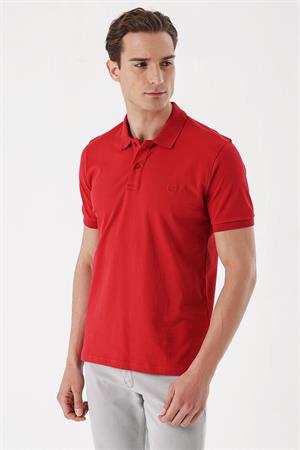 Kırmızı Basic Düz %100 Pamuk Rahat Kesim Kısa Kollu HEDİYE KUTULU Polo Yaka Erkek Tişört