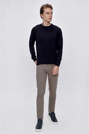 Lacivert Basic Dinamik Fit Rahat Kesim Bisiklet Yaka Triko Kazak