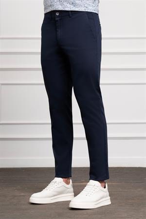 Lacivert Slim Fit Dar Kesim Chino Yan Cep Erkek Pantolon