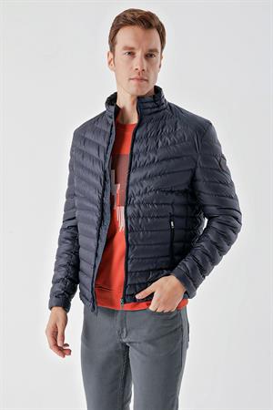 Lacivert Su İtici Rüzgar Geçirmez Dynamic Fit Rahat Kesim Şişme Mont