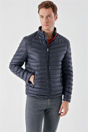 Lacivert Su İtici Rüzgar Geçirmez Dynamic Fit Rahat Kesim Şişme Mont