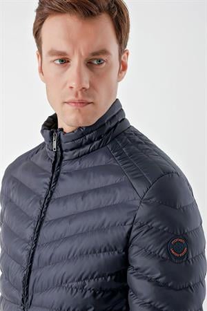 Lacivert Su İtici Rüzgar Geçirmez Dynamic Fit Rahat Kesim Şişme Mont