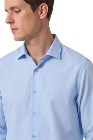 Mavi Erkek Stil Slim Fit Hediye Kutulu Gömlek, Kravat, Parfüm Ve Cüzdan Seti