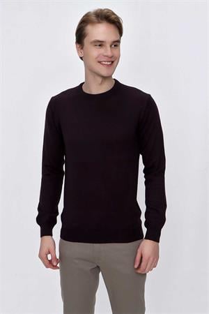 Mor Basic Dinamik Fit Rahat Kesim Bisiklet Yaka Triko Kazak